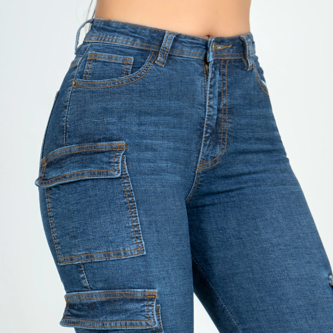 Munikos CargoFit® Jean Tiro Alto - Azul Medio