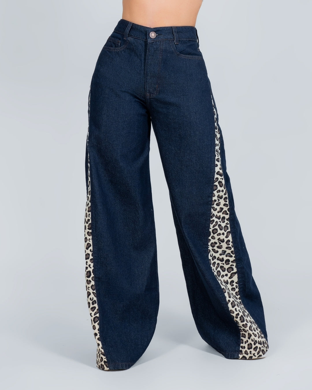 LeoPrint Jean Bota Ancha y Animal Print