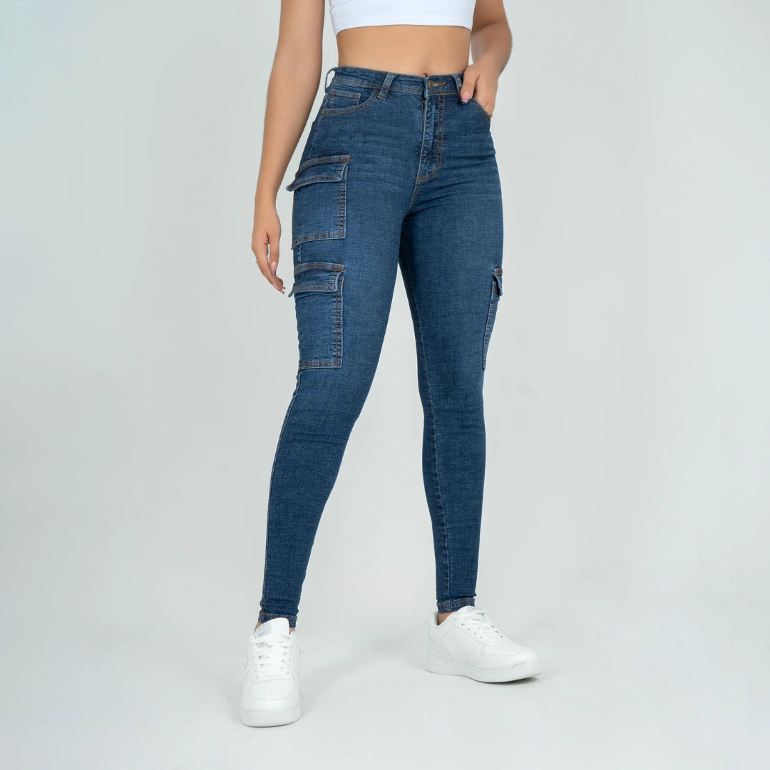 Munikos CargoFit® Jean Tiro Alto - Azul Medio