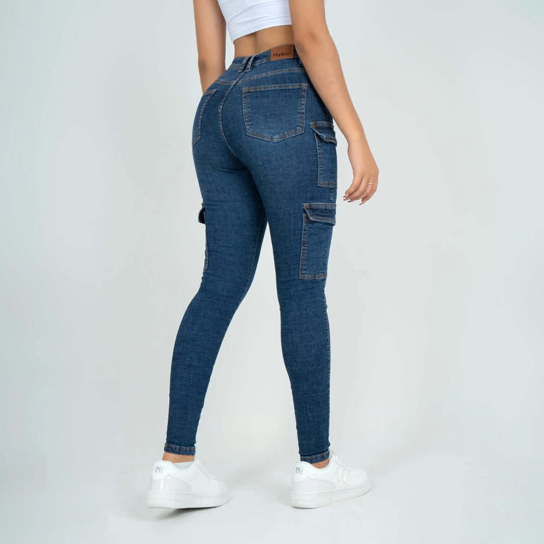 Munikos CargoFit® Jean Tiro Alto - Azul Medio