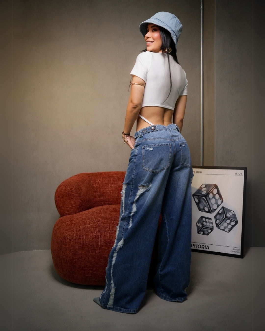 Jean ROTOS - Azul Ancho Con Desgaste Lateral