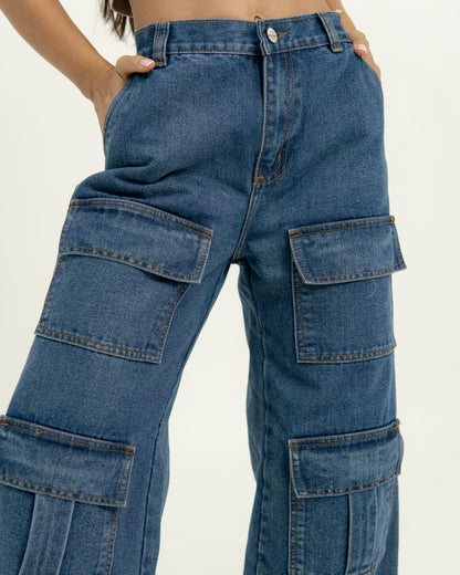 Munikos Flow® Jean Cargo Azul Medio