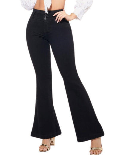 Wideleg - Jean Negro Bota Super Ancha