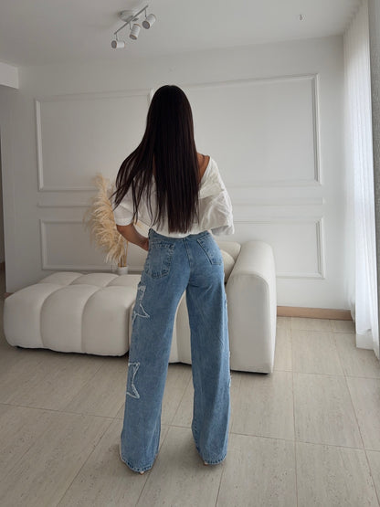 STARZ II – Jean con Detalles de Estrellas