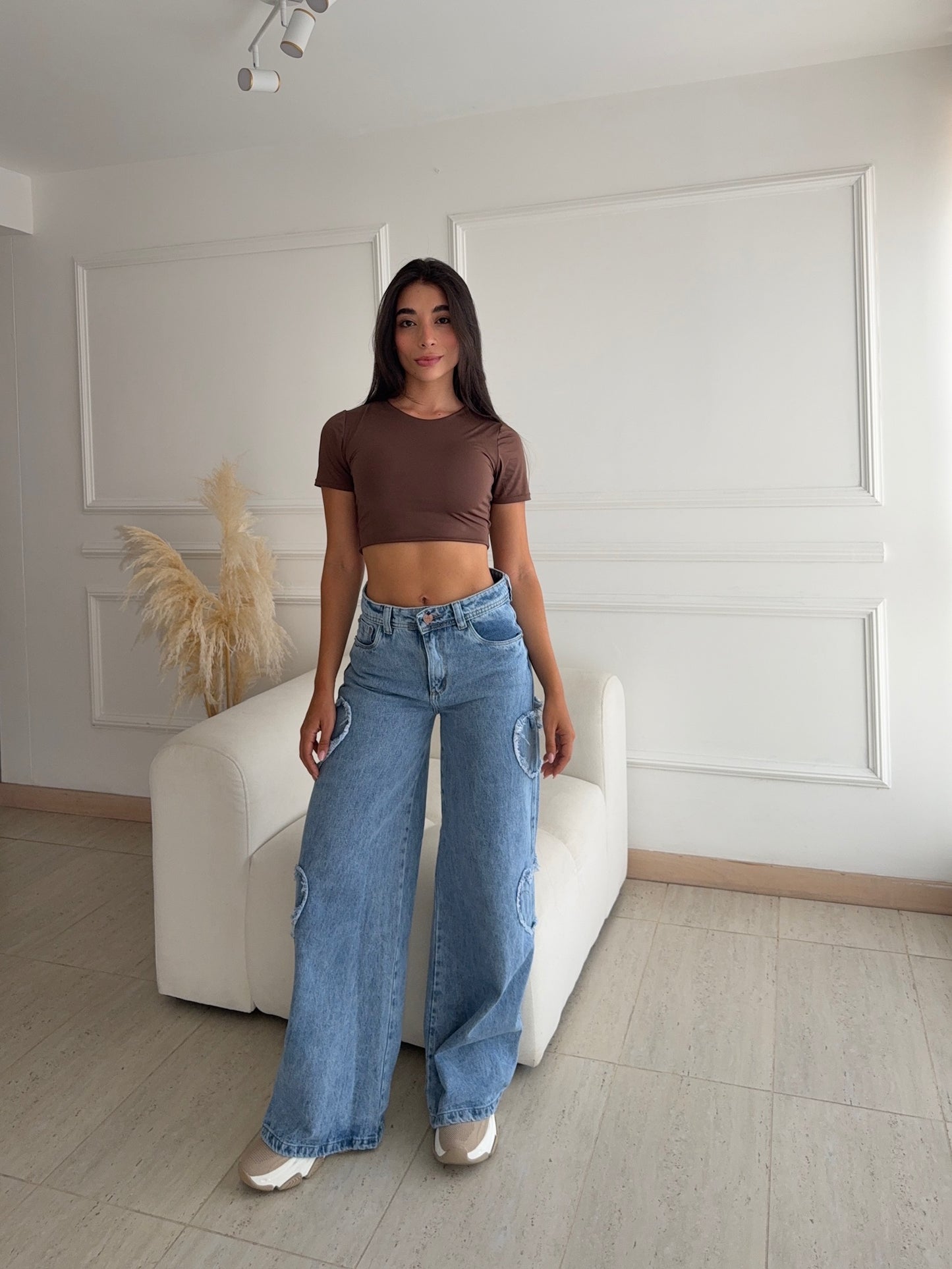 Amoré Jean Tiro Alto con Detalle De Corazones