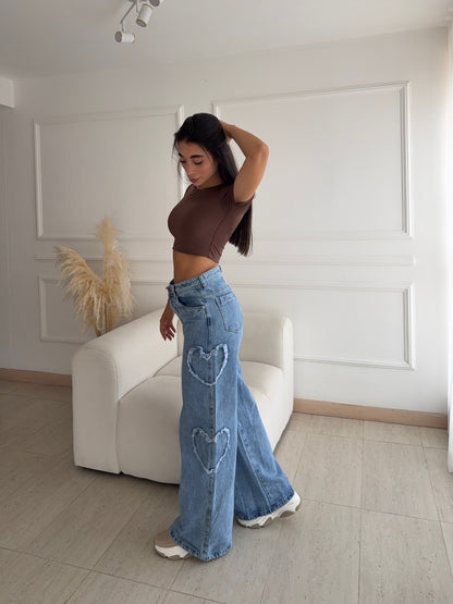 Amoré Jean Tiro Alto con Detalle De Corazones