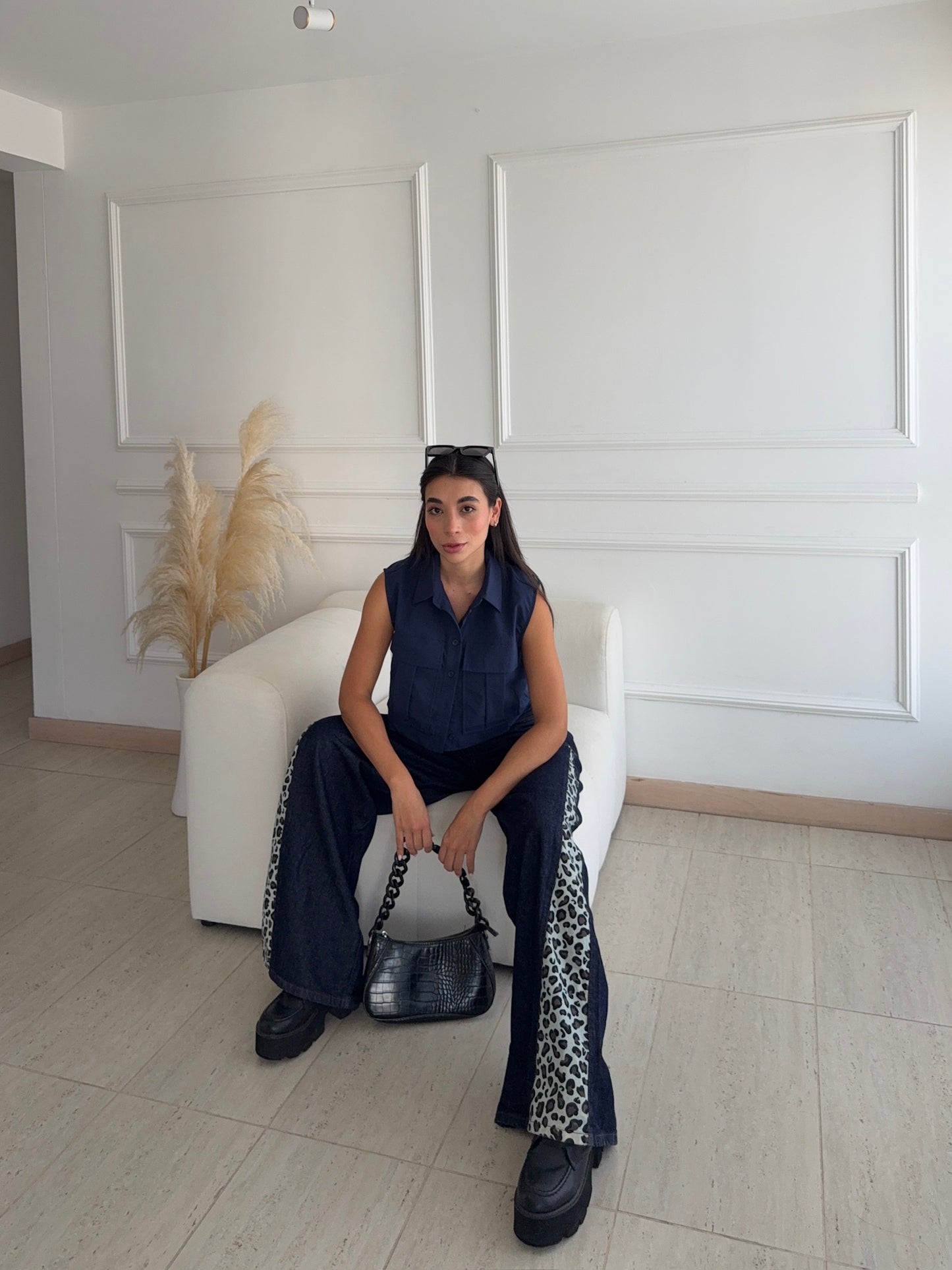 LeoPrint Jean Bota Ancha y Animal Print