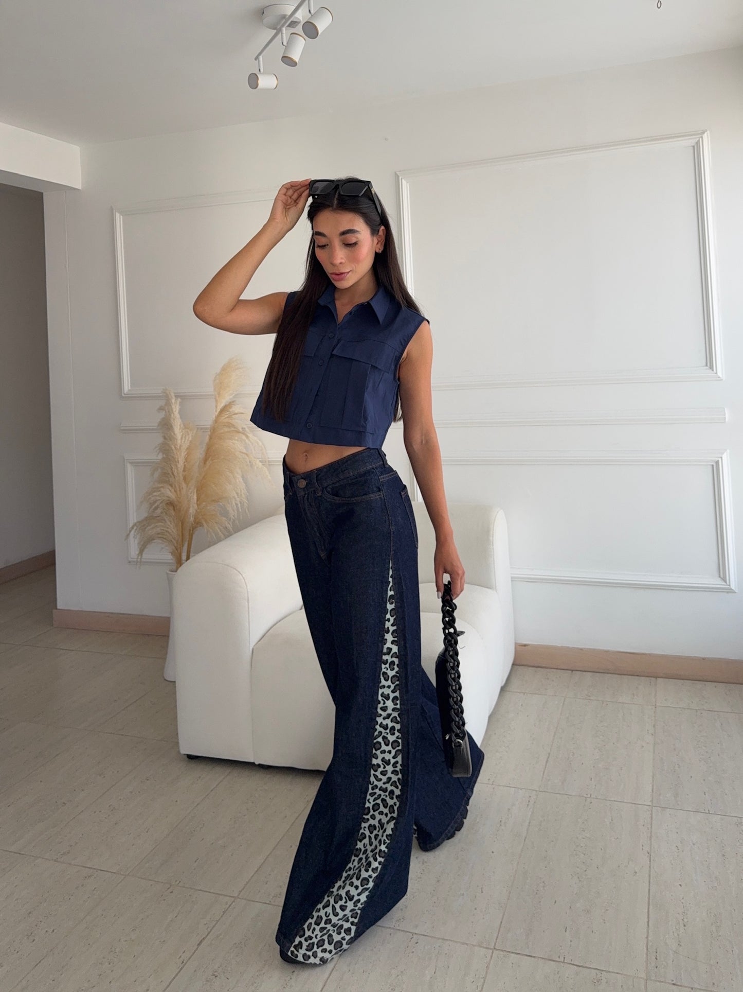 LeoPrint Jean Bota Ancha y Animal Print