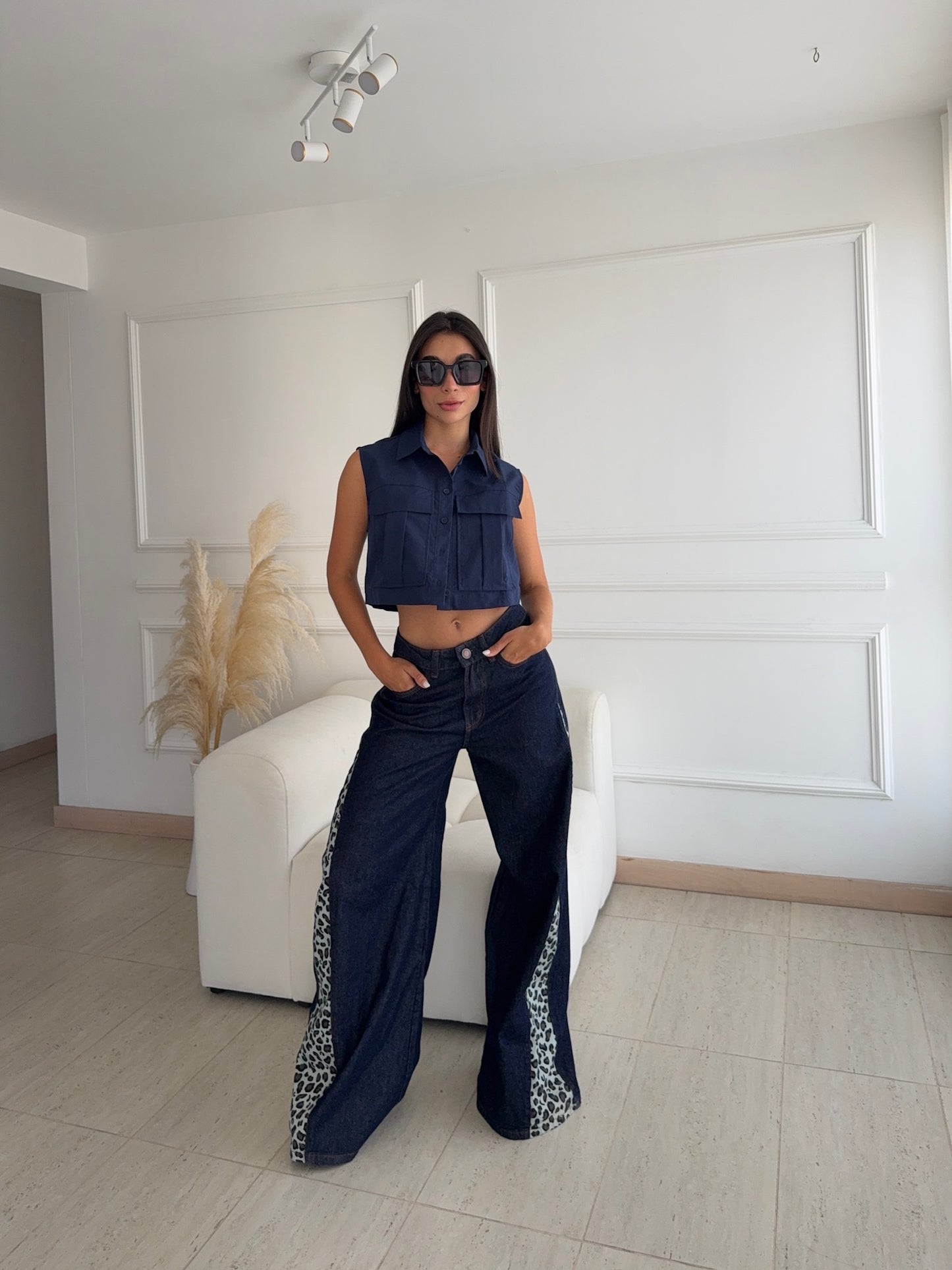 LeoPrint Jean Bota Ancha y Animal Print