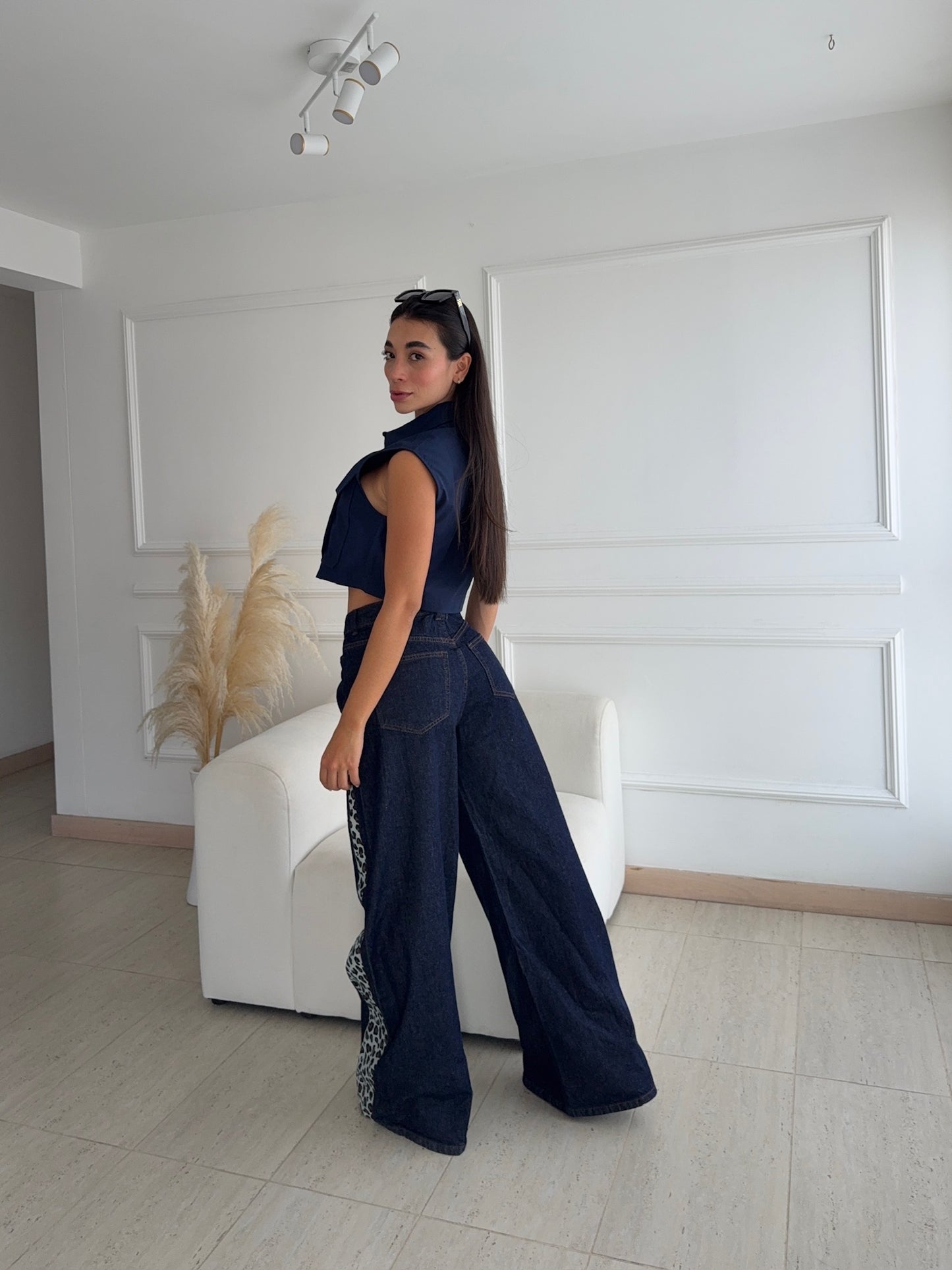 LeoPrint Jean Bota Ancha y Animal Print