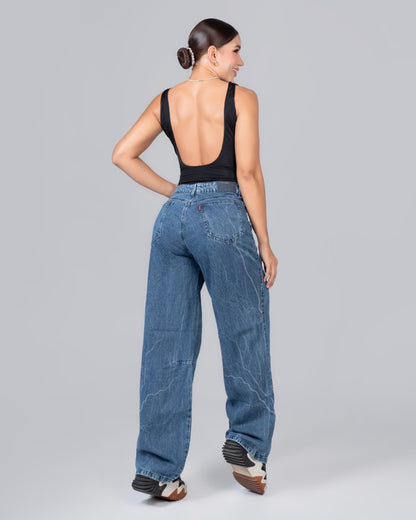 Rayo - Jean Azul Oscuro Con Detalles De Relampago